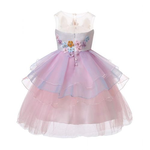  R-Cloud Girls Flower Unicorn Costume Pageant Princess Halloween Dress Up Cosplay Birthday Party Dress