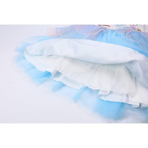  R-Cloud Girls Flower Unicorn Costume Pageant Princess Halloween Dress Up Cosplay Birthday Party Dress