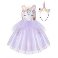R-Cloud Girls Flower Unicorn Costume Pageant Princess Halloween Dress Up Cosplay Birthday Party Dress
