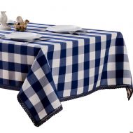 R.LANG Spillproof Heavy Weight Fabric Tablecloth 60 x 132-inch Jacquard Tablecloth Rectangle Dark Blue