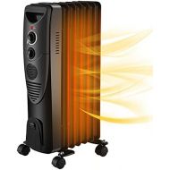 R.W.FLAME Oil Filled Radiator Heater,Electric Space Heater,3 Heat Settings, Adjustable Thermostat, Portable and Quiet Heater with Tip-over & Overheating Functions Black