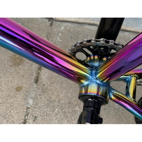  R4 Pro 20 Complete BMX Bicycle W/ 3 Piece Crank, Pegs Included, Oil Slick Neo Chrome