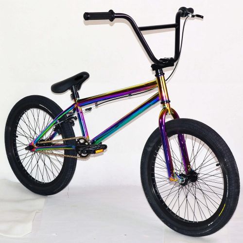  R4 Pro 20 Complete BMX Bicycle W/ 3 Piece Crank, Pegs Included, Oil Slick Neo Chrome