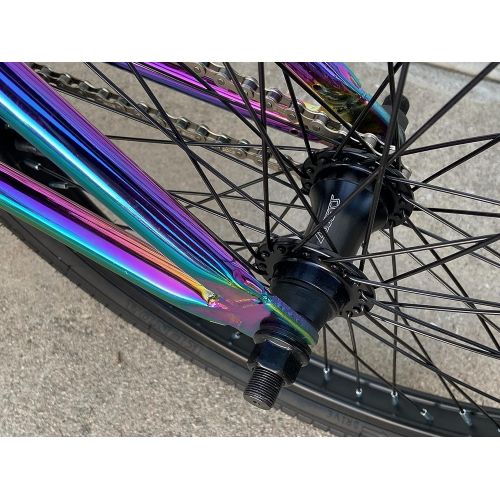  R4 Pro 20 Complete BMX Bicycle W/ 3 Piece Crank, Pegs Included, Oil Slick Neo Chrome