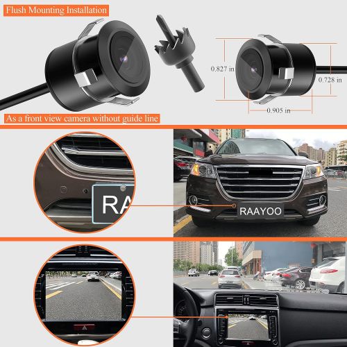  [아마존베스트]Reverse Backup Camera,RAAYOO L002 170 Degree Wide View Angle 2-in-1 Universal Car Front/Side/Rear View Camera,2 Installation Options,Removable Guildlines,Mirror Non-Mirror Image,12