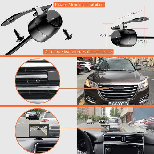  [아마존베스트]Reverse Backup Camera,RAAYOO L002 170 Degree Wide View Angle 2-in-1 Universal Car Front/Side/Rear View Camera,2 Installation Options,Removable Guildlines,Mirror Non-Mirror Image,12