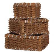 RADICALn Storage Baskets Set of 3 Handmade Rustic Wicker Hamper Wooven Floor Small Toy Bin - Picnic Rustic Stuffed Animal Dog Toys, Books, Antique Jute Storage Basket Sets -Non Wire Non Met