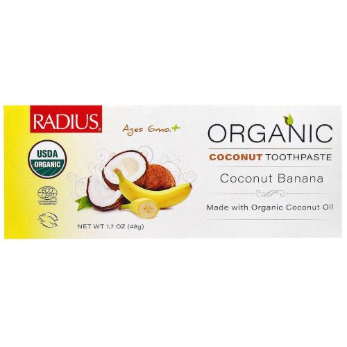  RADIUS Toothpaste RADIUS, USDA Organic Childrens Coconut Toothpaste, Coconut Banana, 6 Months +, 1.7 oz (48...