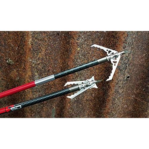  RAGE Hypodermic NC 2-Blade 100gr Hunting Broadhead (R38100), Hybrid Tip, No Collar Blade Lock.035” Thick Swept-Back Angled Blades with a 2” Cutting Diameter, Machined Stainless Ste