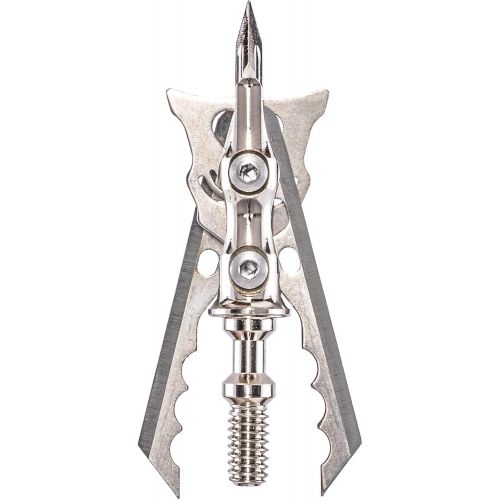  RAGE Hypodermic NC 2-Blade 100gr Hunting Broadhead (R38100), Hybrid Tip, No Collar Blade Lock.035” Thick Swept-Back Angled Blades with a 2” Cutting Diameter, Machined Stainless Ste
