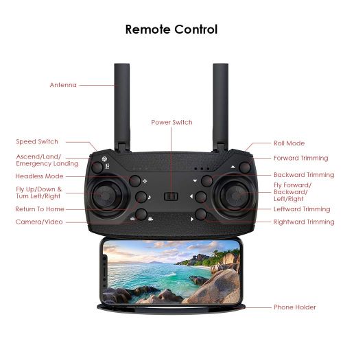  [아마존핫딜][아마존 핫딜] RAGU 1080P Foldable RC Drone, SX20 2.4GHz Remote/Phone/Tablet Controlled RTF Quadcopter with 120° Wide-Angle Full HD Camera Video Headless RTH 360° Flip
