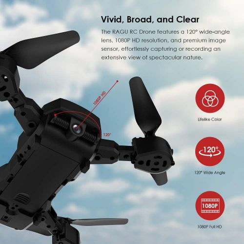  [아마존핫딜][아마존 핫딜] RAGU 1080P Foldable RC Drone, SX20 2.4GHz Remote/Phone/Tablet Controlled RTF Quadcopter with 120° Wide-Angle Full HD Camera Video Headless RTH 360° Flip