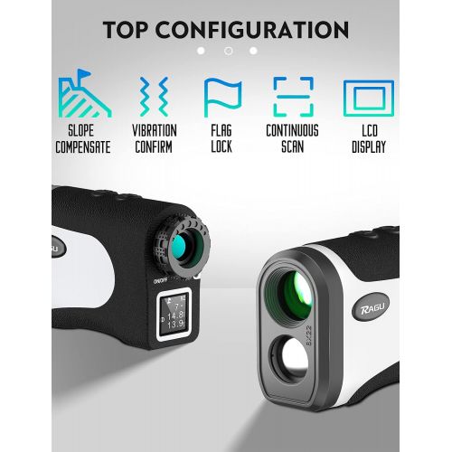  RAGU Golf Rangefinder with Slope Laser Range Finder- Dual LCD Screen, Flag-Lock, Vibration Continuous Scan - High Precision - for Golf Hunting Hiking Measuring Decoration