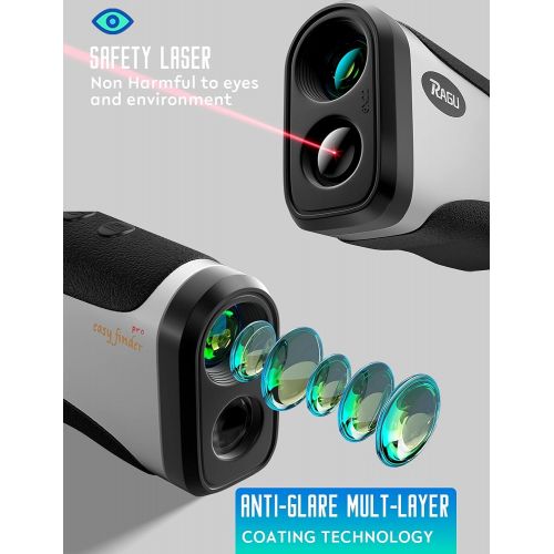  RAGU Golf Rangefinder with Slope Laser Range Finder- Dual LCD Screen, Flag-Lock, Vibration Continuous Scan - High Precision - for Golf Hunting Hiking Measuring Decoration