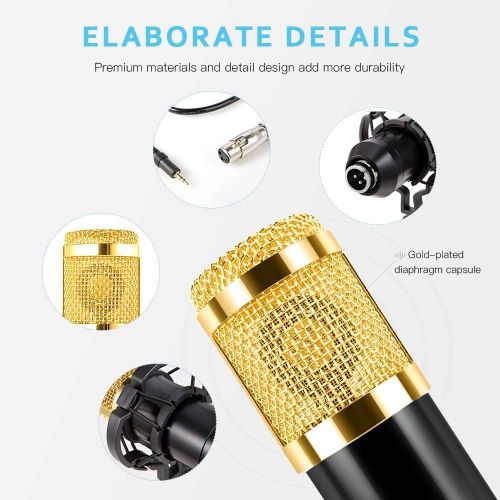  [아마존베스트]RAGU Condenser Microphone Bundle, 8-in-1 Cardioid Condenser Microphone Kit for Studio Recording and Brocasting