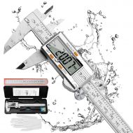 [아마존베스트]RAGU Digital Caliper Stainless Steel 6 inch, Electronic Vernier Caliper Measuring Tool with Large LCD Display Gauge, Inch/Metric Conversion, 20 cm Steel Ruler and Glove for Househo