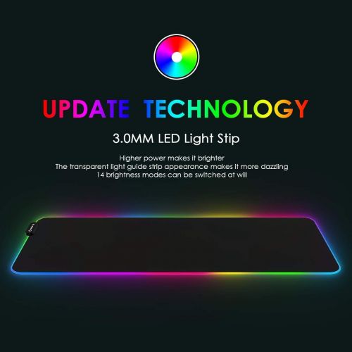  RAGZAN Large RGB Gaming Mouse Pad Led Extended XXL Soft Mousepad with 14 Lighting Mode, Anti-Slip Rubber Base Computer Key Board Mouse Mat for PC Gamer/Laptop Gamer/Officer( 31.5×1