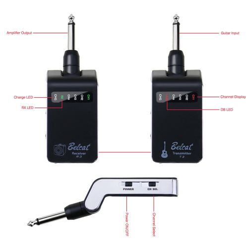  RAHANO Rahano Rechargeable Wireless Guitar Bass Audio System-Digital Transmitter Receiver Set RTR-01