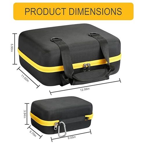  RAIACE Hard Storage Case Compatible with DEWALT DCC020IB 20V Max Tire Inflator, Travel Carrying Bag. (for sale is case only). - Black(Yellow Zipper)