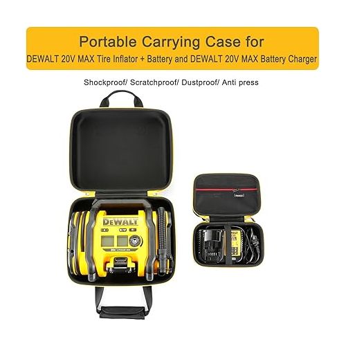  RAIACE Hard Storage Case Compatible with DEWALT DCC020IB 20V Max Tire Inflator, Travel Carrying Bag. (for sale is case only). - Black(Yellow Zipper)