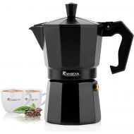 Stovetop Espresso Maker RAINBEAN 6-Cup Espresso Cup Moka Pot Classic Cafe Maker Percolator Italian Coffee Maker Italian Espresso for Gas or Electric Aluminum Black Gift package wit