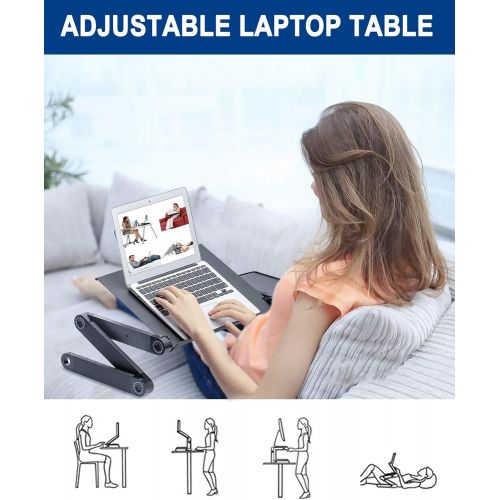  [아마존베스트]Laptop Table for Bed, RAINBEAN Foldable Breakfast Tray Portable Mini Picnic Desk Storage Space Laptop Desk Notebook Stand Reading Holder Work from Home(Silver)