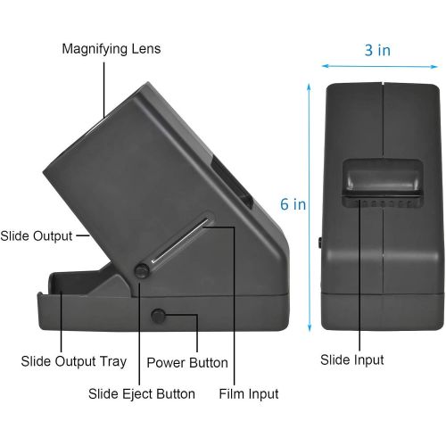  [아마존베스트]RAINBEAN USB Powered 35mm Negative Slide Film Viewer, Old Slides Scanner Portable LED Lighted Negative Viewing  3X Magnification, Handheld Projector Suit for 2 × 2 Slides