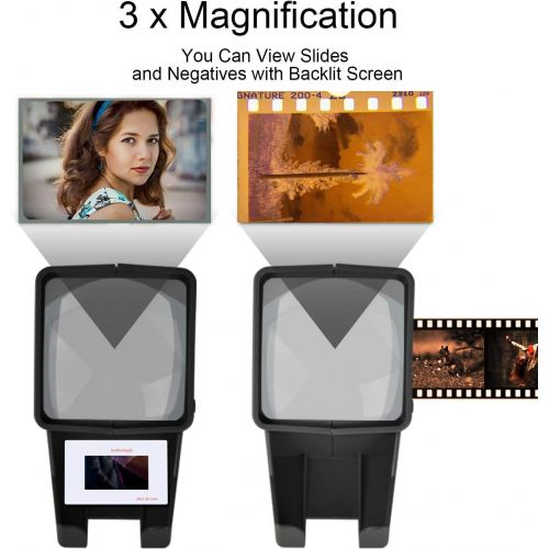  [아마존베스트]RAINBEAN USB Powered 35mm Negative Slide Film Viewer, Old Slides Scanner Portable LED Lighted Negative Viewing  3X Magnification, Handheld Projector Suit for 2 × 2 Slides