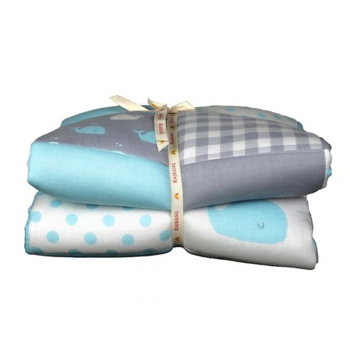  RAJRANG BRINGING RAJASTHAN TO YOU Plush Toddler Blanket - Soft Cot Comforter for Boys and Girls Pure Cotton Baby Cradle Quilt - Baby Blue - 38 X 50 Inches