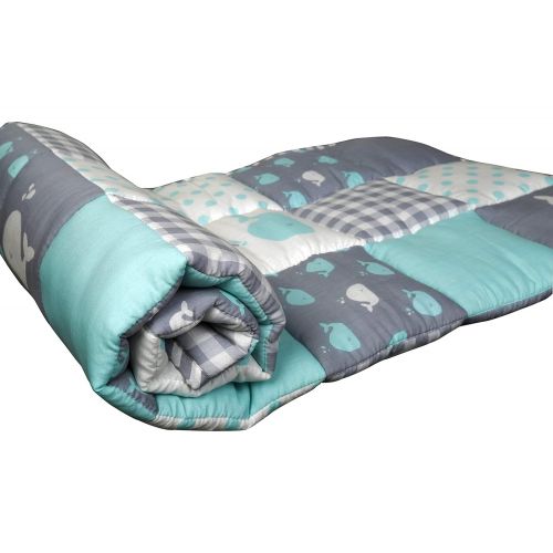  RAJRANG BRINGING RAJASTHAN TO YOU Plush Toddler Blanket - Soft Cot Comforter for Boys and Girls Pure Cotton Baby Cradle Quilt - Baby Blue - 38 X 50 Inches