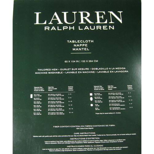  RALPH LAUREN Ralph Lauren Birchmont Red on Red Background Tablecloth, 60-by-104 Inch Oblong Rectangular