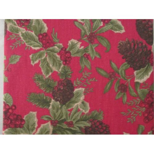  RALPH LAUREN Birchmont Red on Red Background Tablecloth, 60-by-84 Inch Oblong Rectangular