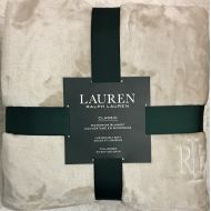 RALPH LAUREN Ralph Lauren Plush Micromink TAUPE Full/Queen All Season Blanket | Classic Ralph Lauren Monogrammed