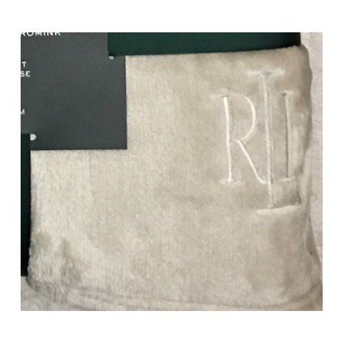  RALPH LAUREN Ralph Lauren Plush Micromink TAUPE FullQueen All Season Blanket | Classic Ralph Lauren Monogrammed