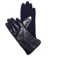 RALPH LAUREN Lauren Ralph Lauren Leather and Wool The Touch Gloves Large, Black / Purple