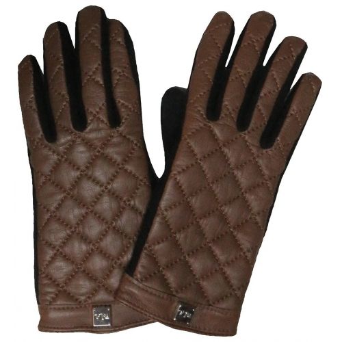  RALPH LAUREN Ralph Lauren Womens Leather and Wool Touch Gloves BrownBlack