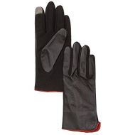RALPH LAUREN Lauren Ralph Lauren Leather and Wool The Touch Gloves Medium, Black / Red