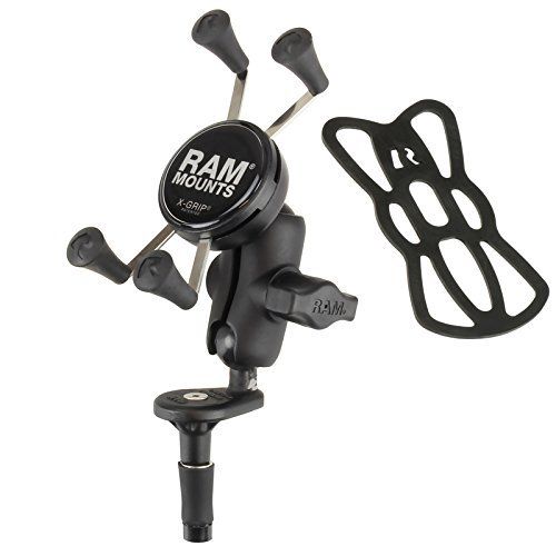  RAM MOUNTS RAM-B-176-A-UN7U Fork Stem Mount with Short Double Socket Arm and Universal X-Grip Cell/iPhone Holder