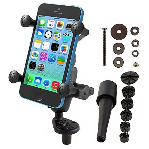  RAM MOUNTS RAM-B-176-A-UN7U Fork Stem Mount with Short Double Socket Arm and Universal X-Grip Cell/iPhone Holder