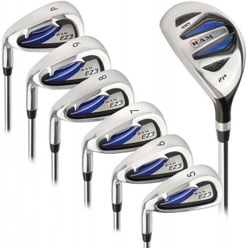  [아마존베스트]Ram Golf EZ3 Mens Left Hand Iron Set 5-6-7-8-9-PW - Free Hybrid Included