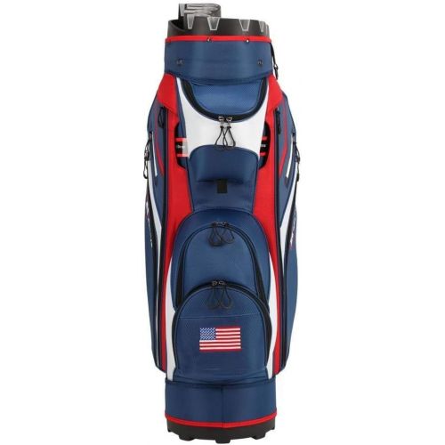  RAM Golf Premium Cart Bag with 14 Way Molded Organizer Divider Top - USA Flag