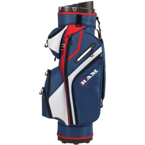  RAM Golf Premium Cart Bag with 14 Way Molded Organizer Divider Top - USA Flag