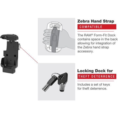  RAM MOUNTS Key-Locking Form-Fit Holder for Zebra TC73 & TC78
