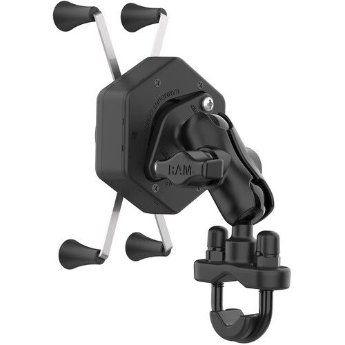  RAM MOUNTS X-Grip Large Handlebar Phone Mount with Vibe-Safe and U-Bolt Base (Short Arm)