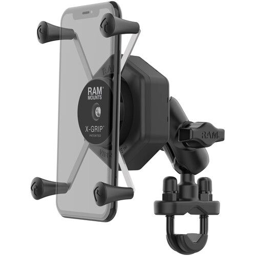  RAM MOUNTS X-Grip Large Handlebar Phone Mount with Vibe-Safe and U-Bolt Base (Short Arm)