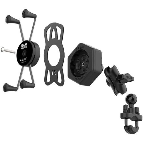  RAM MOUNTS X-Grip Large Handlebar Phone Mount with Vibe-Safe and U-Bolt Base (Short Arm)