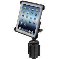 RAM MOUNTS RAM-A-CAN II Universal Cup Holder Mount with Long Double Socket Arm & Tab-Tite Universal Clamping Cradle for iPad 1/2/3/4