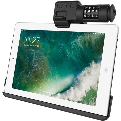  RAM MOUNTS EZ-Roll'r Combo Locking Holder for iPad 6th Gen, Air 2, and More (Poly Bag Packaging)