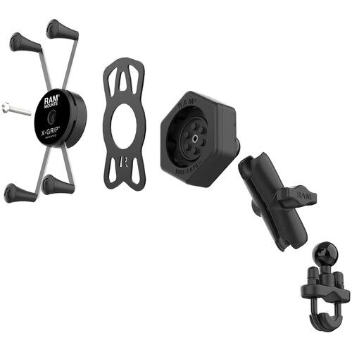  RAM MOUNTS X-Grip Large Handlebar Phone Mount with Vibe-Safe and U-Bolt Base (Medium Arm)