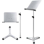 Music Stand,Dual-Use Folding Sheet Music Stand & Desktop Book Stand,Professional Portable Sheet Music Stand with Microphone Stand,for Violin,Orchestra Professional Conductor Stand.(Grey)